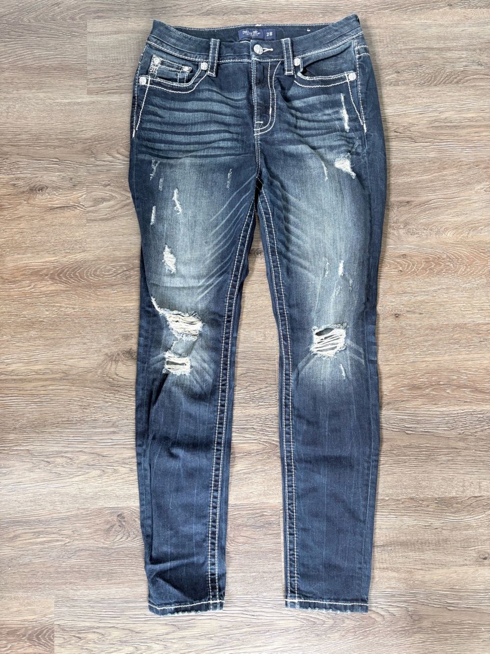 Miss Me Dark Blue Distressed Skinny Jeans